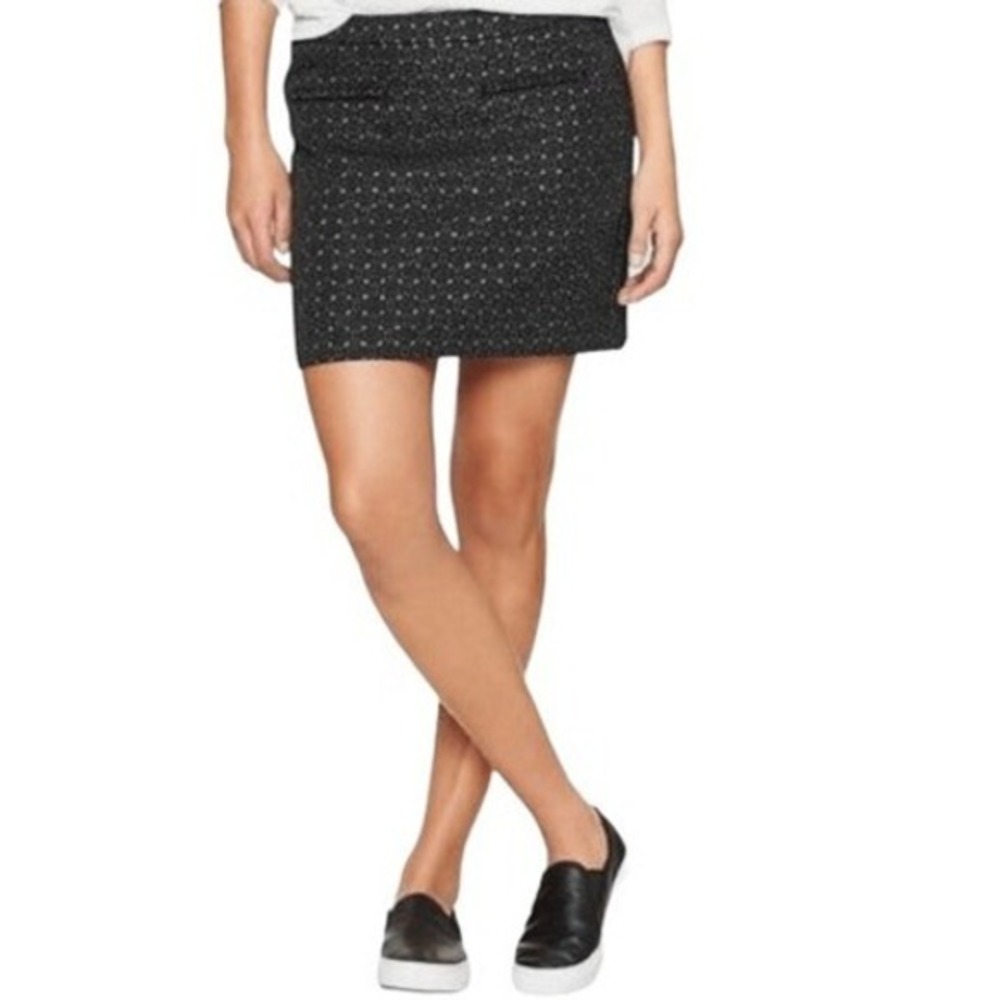T8 Gap Wander‎ Jacquard Skirt Metallic Mini A-Line Holiday Party Shimmer Black 4